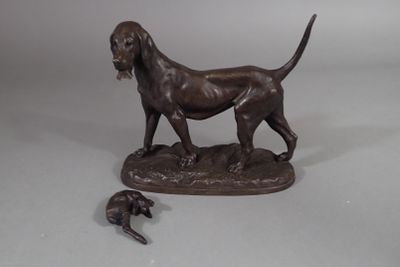 Ecole française du XXe siècle. "Braque tenant dans sa gueule…