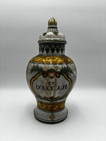Léon WARIN à MALICORNE - Pot à pharmacie « Ex. DOUCE A.M. »  en f...