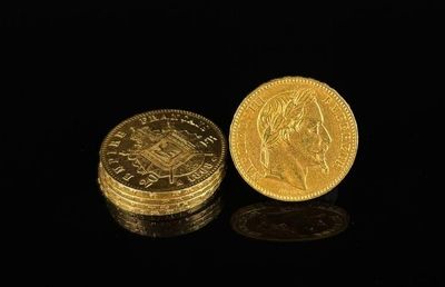 FRANCE - NAPOLÉON III. Réunion de cinq pièces de 20 francs o…