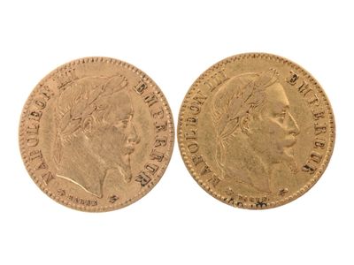 Deux pièces de 10 francs or Napoléon III tête laurée de 1868… - Photo 1