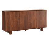 the sideboard is made of wood and has four doors
