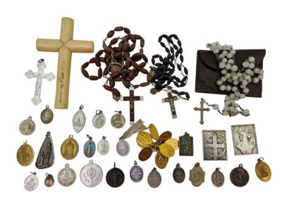 a lot of religious items that are on the table