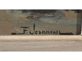 a close up of a painting on a wooden frame with the word flanneau written on it
