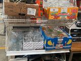 many boxes of food on a shelf in a warehouse