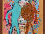 an image of a painting of an alien and a man