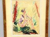 une image représentant un tableau où l'on voit une femme assise sous un arbre