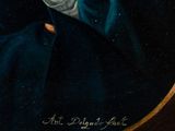 portrait of a man in a blue cloak and white shirt