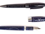 three different types of fountain pens are lined up on a white surface