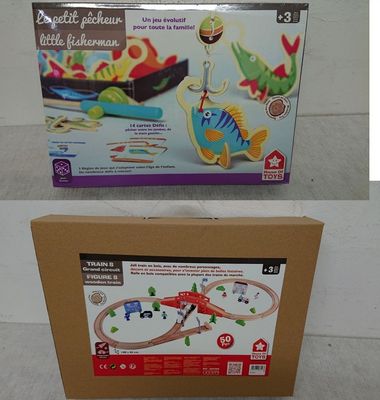 a box with a toy train set in it and a box with a toy train set in it