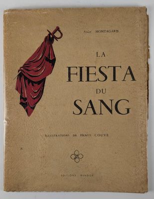 un vieux livre sur lequel figure l'image d'un parapluie rouge