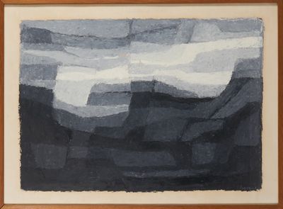 Serge REZVANI (né en 1928). Abstraction en noir, gris et bla… - Photo 1