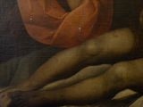 a painting of a man laying on a bed next to a woman