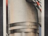 an image of a picture of a water tower with a red pipe sticking out of it
