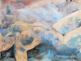 a painting of a nude woman laying down on a bed