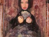 painting of a woman holding a cat in her hands