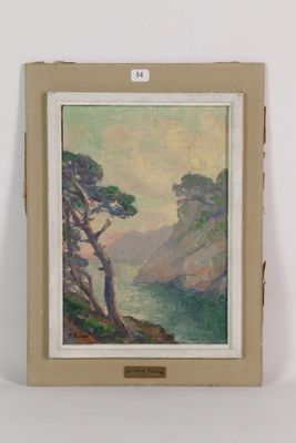une image représentant un tableau d'un arbre au bord d'un plan d'eau
