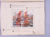 a calendar with a picture of a city on it