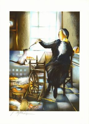 Raymond POULET (1934) - La fileuse, Lithographie originale n…
