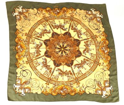 an image of a square scarf with a clock on it
