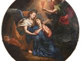 une image d'un tableau représentant une femme tenant un enfant dans ses bras