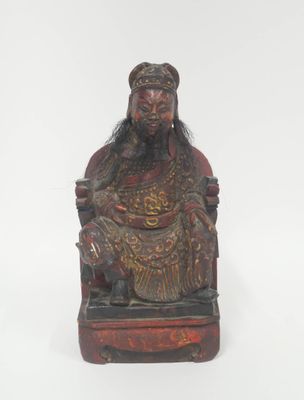 CHINE XXe SIECLE Sculpture de dignitaire en bois polychrome …