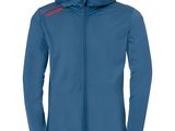 a picture of a blue jacket with a hoodie on it