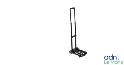 a black dolly with a handle on a white background