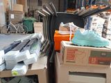 a pile of boxes that are sitting in a garage