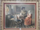 une peinture représentant un homme et une femme assis à une table