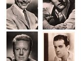 several black and white photos of men in suits and ties