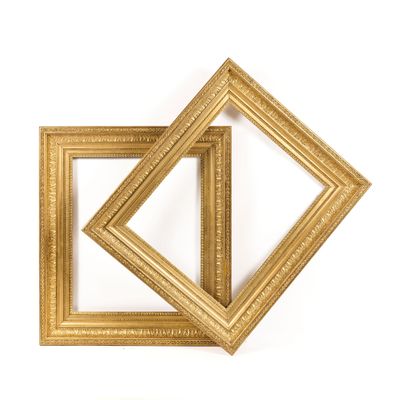 two gold frames with a white background and a white background