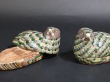 pair of ceramic figurines of a frog and a turtle