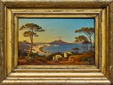 une image représentant un tableau représentant une vue sur une baie et des montagnes