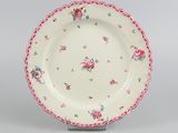 an image of a white plate with pink flowers on it