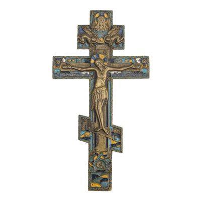 une image représentant une croix sur laquelle est représenté Jésus, sur fond blanc
