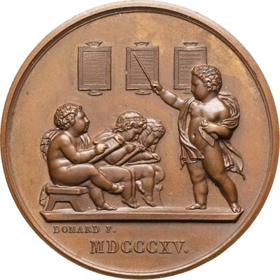 une image représentant une médaille de bronze sur laquelle figurent un homme et une femme