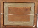 painting of a wooden frame with a rope around it on a white surface
