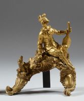 Paire de chenets en bronze doré ciselé à décor d'un couple a… (photo 3)