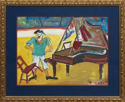 Roland Dubuc (1924-1998) Le Clown Gouache sur papier signé e…