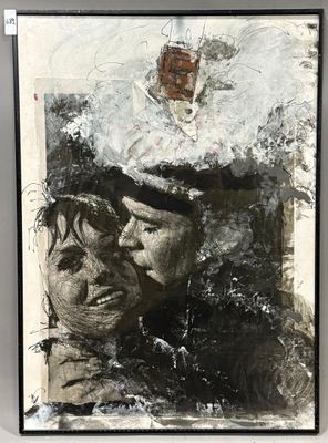 l'image d'un tableau représentant un homme et une femme accroché au mur