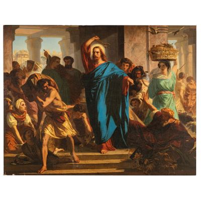 PEINTRE DES 18E-19E SIÈCLES L'expulsion des marchands du tem…