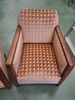 Paire de fauteuils en velours ciselé moderne à motifs géomét… (photo 3)