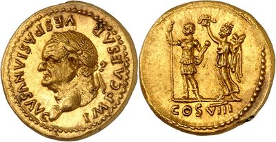 a gold coin with an image of a man and a woman on it