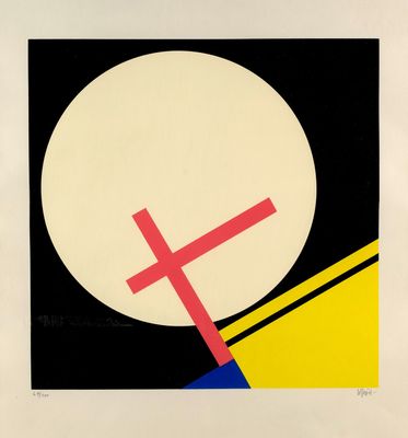 une image représentant une croix peinte sur un fond noir et jaune