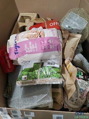 a box full of food that is sitting on the floor