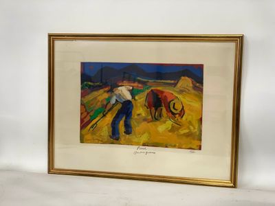 AMBROGIANI Pierre (1907-1985) : Aux champs, la moisson. - Photo 1