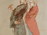 un dessin représentant deux hommes debout l'un à côté de l'autre