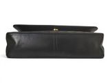 the black leather wallet is open and ready to be used