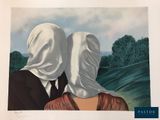 painting of two people wearing white heads covering their faces
