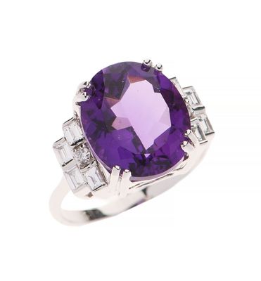 an amethorate and diamond ring